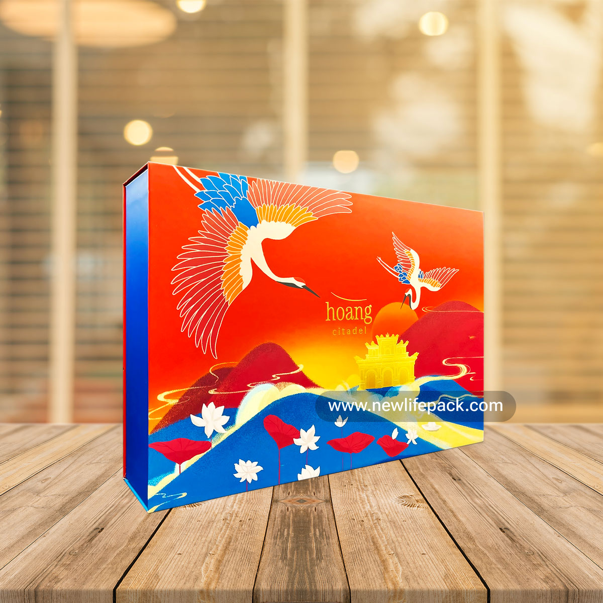 mooncake flap open rigid box hộp bánh trung thu cứng nắp bìa đất phú
