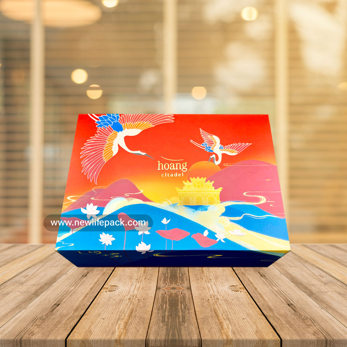 mooncake flap open rigid box hộp bánh trung thu cứng nắp bìa đất phú