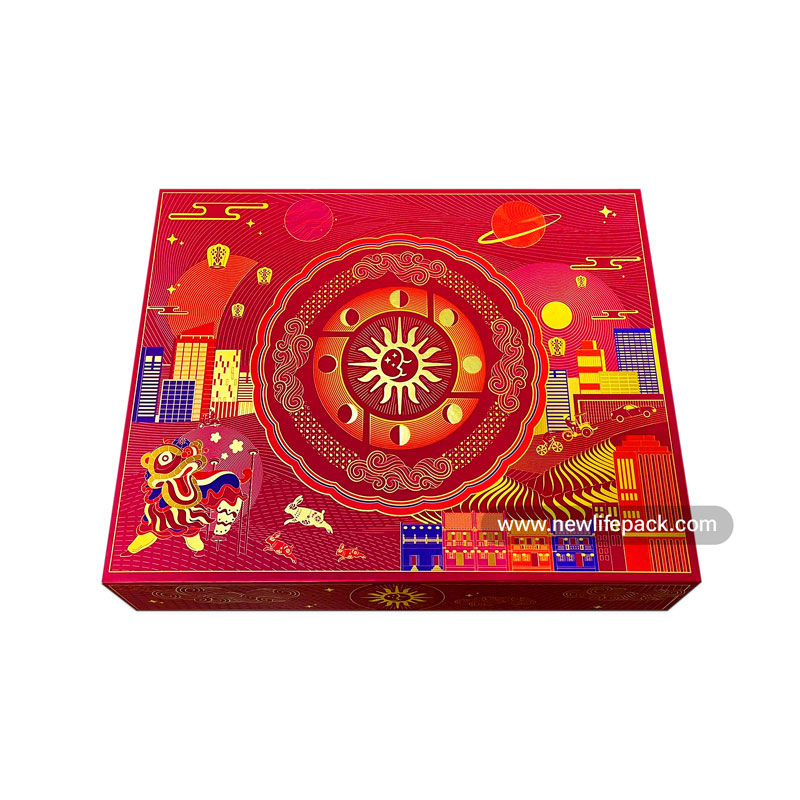 Mooncake Box | Lift Off Lid Rigid Box | Sun & Moon Wheel | Thea Delight