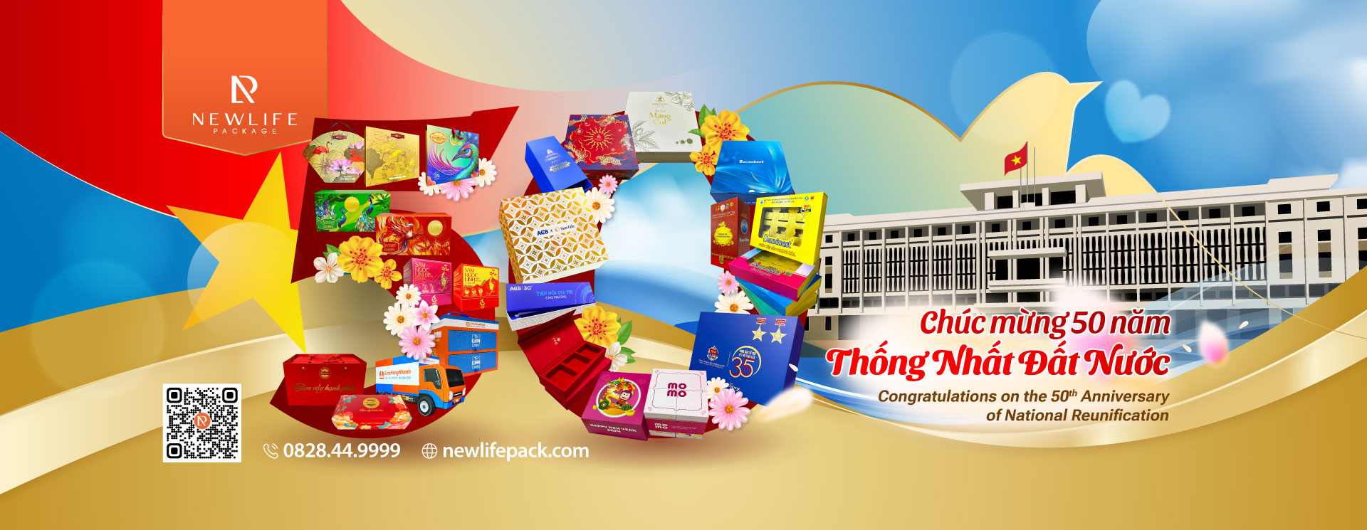 banner 50 nam thong nhat dat nuoc 30/4