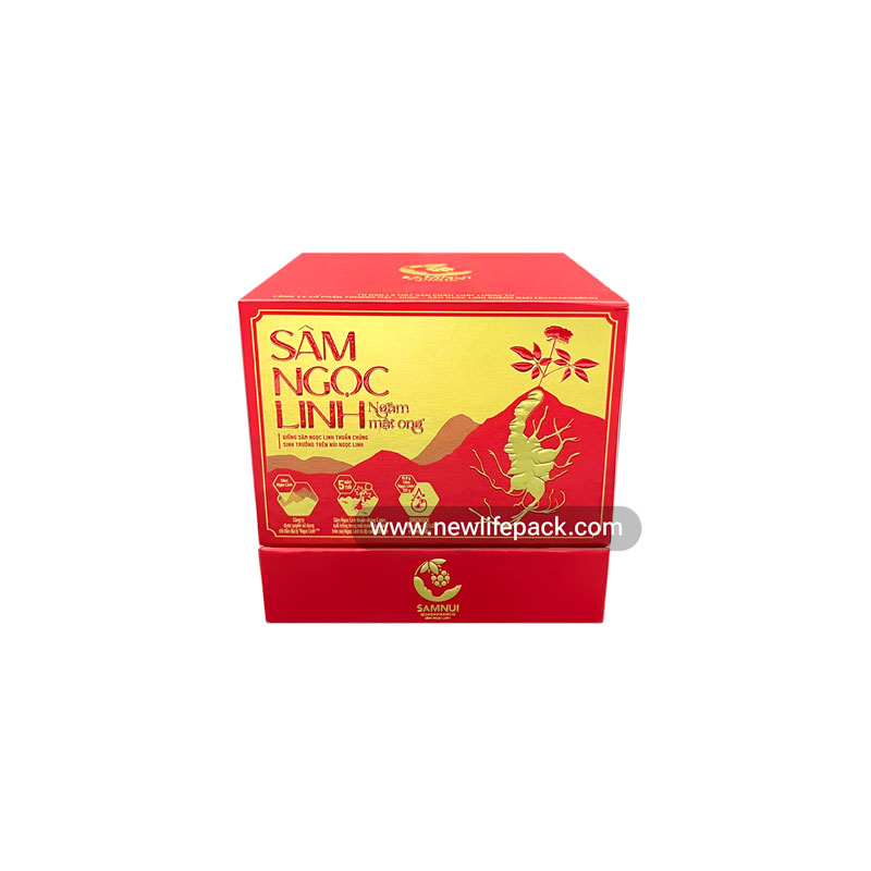 Ngoc Linh Ginseng Premium Packaging | Angled Hinged Lid Rigid Box | Embossing Effect | Quasapharco