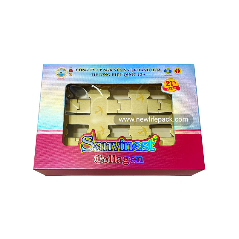 Bird’s Nest Collagen Premium Packaging | Magnetic Flap Lid Rigid Box | Metalized Lamination, Clear Window | Sanvinest