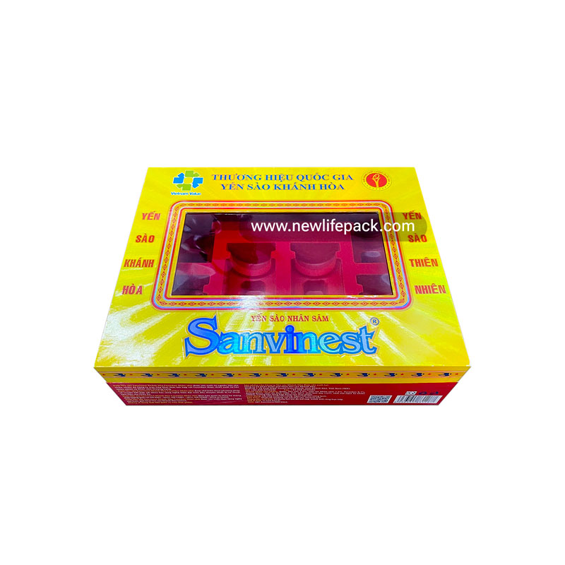 Bird’s Nest Premium Packaging | Hinged Lid Rigid Box | Clear Window, Refractive Embossing | Sanvinest