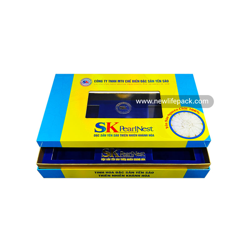 Bird’s Nest Premium Packaging | Lift Off Lid Neck Rigid Box | Metalized Lamination, Clear Window | SK Pearl Nest