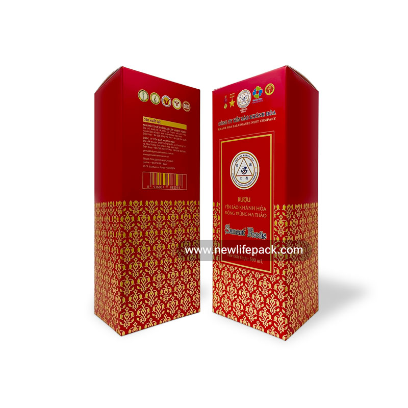 newlifepack hộp rượu yến sào đông trùng hạ thảo cordyceps bird's nest vietnamese liquor packaging box