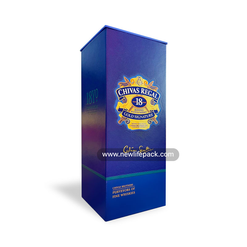 Whisky Box | Auto Lock Bottom Folding Box with Plastic Lift-off Lid | 18 YO Gold Signature – Chivas Regal