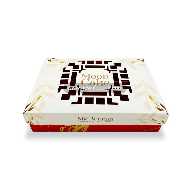 Mooncake Box | Lift-off Lid Folding Box | Die-cut Decorative Window (花窗)
