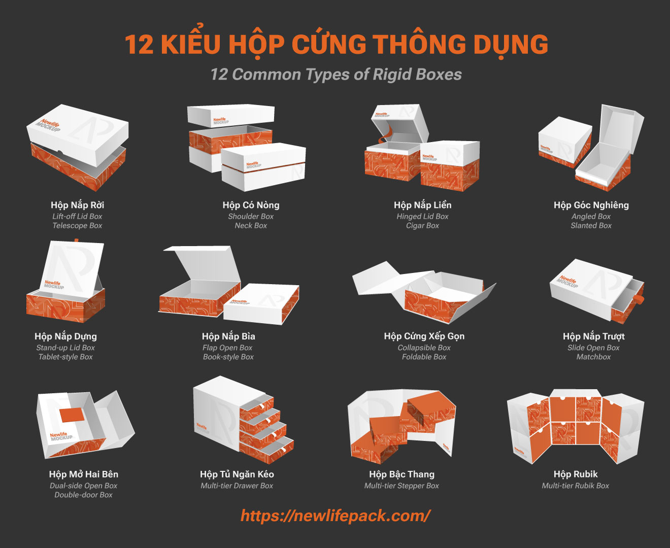 Tổng Hợp Top 12+ Kiểu Dáng Hộp Cứng Chipboard Thông Dụng (Việt/ Anh)